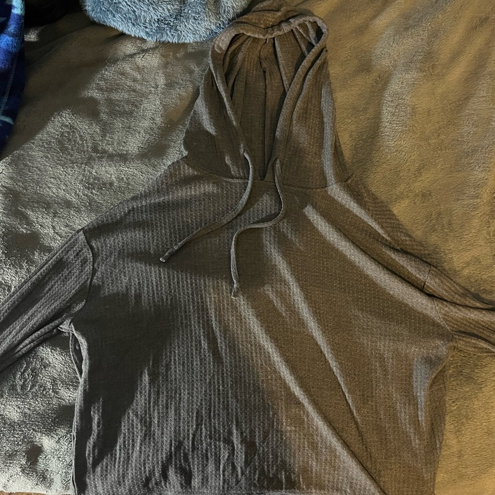 Aeropostale Ribbed Cropped Lightweight Hoodie